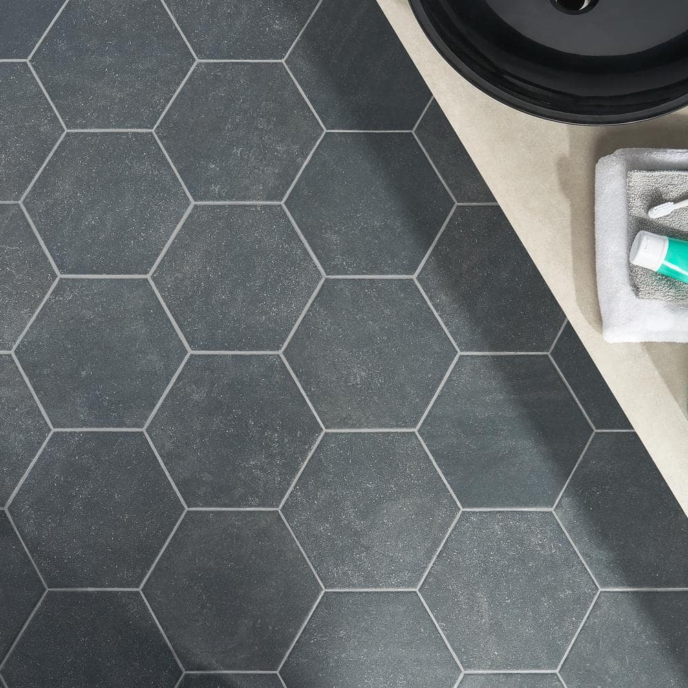 Ivy Hill Tile Sanskrit Black Hex 8.86 in. x 10.20 in. Matte Porcelain Floor and Wall Tile (9.47 sq. ft./Case)
