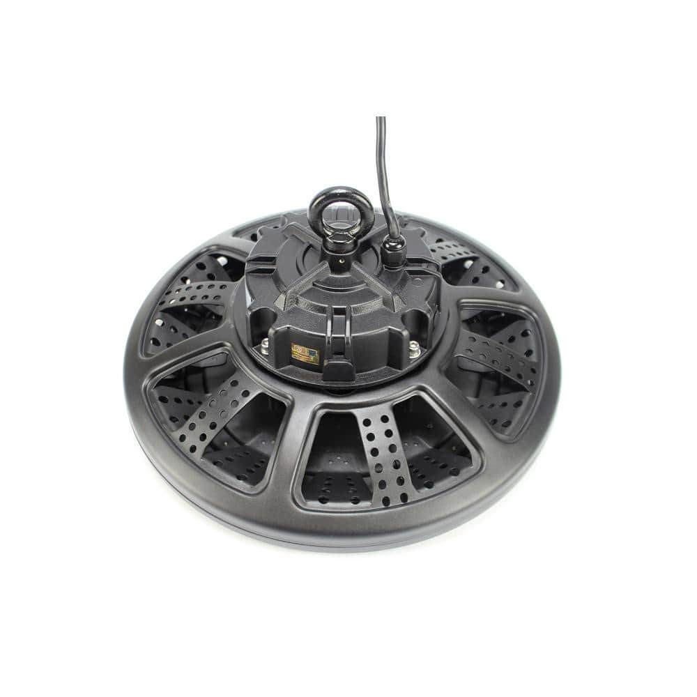 J&H LED 16 in. Round 700-Watt Equivalent Integrated LED Dimmable Black High Bay Light 3000K/4000K/5000K