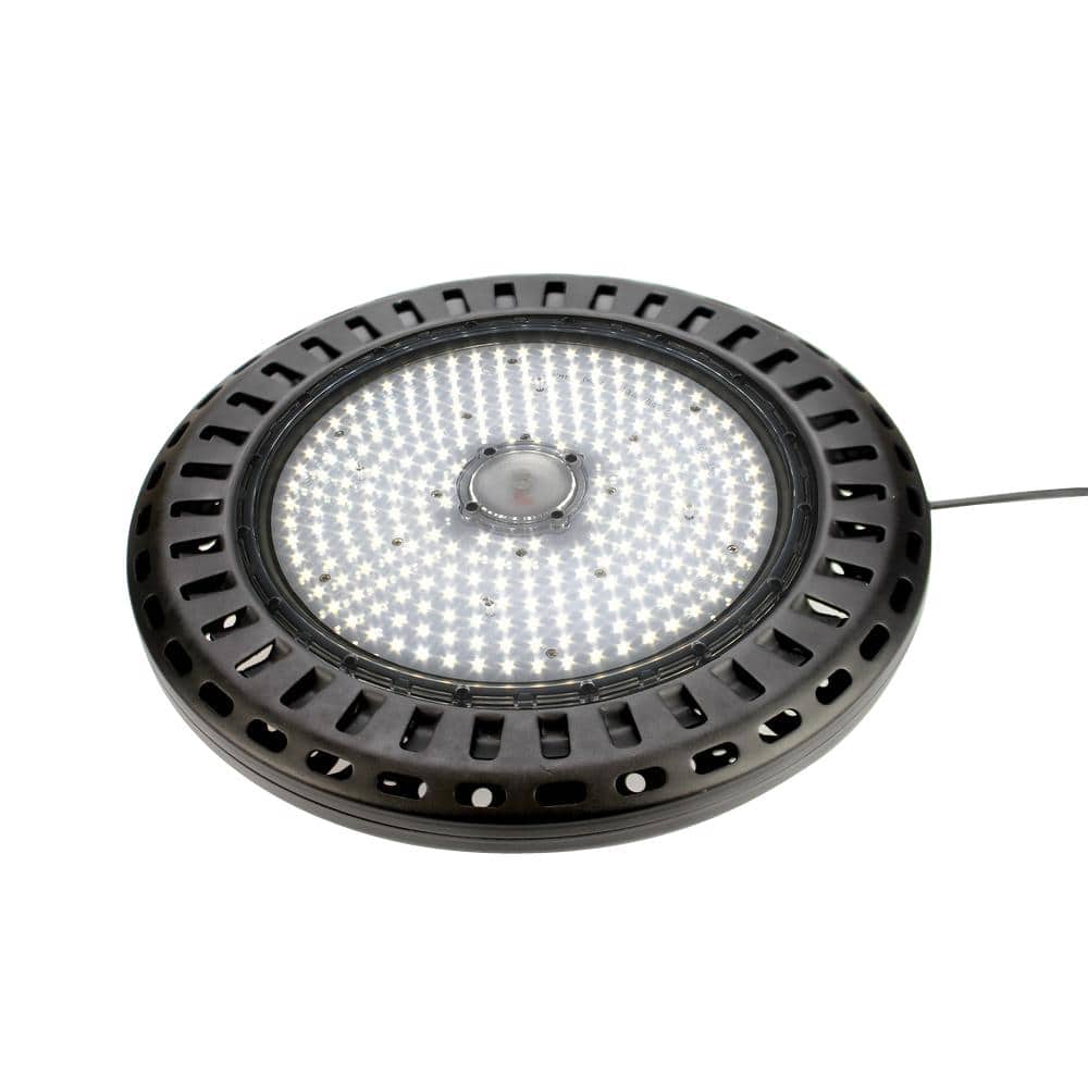 J&H LED 16 in. Round 700-Watt Equivalent Integrated LED Dimmable Black High Bay Light 3000K/4000K/5000K