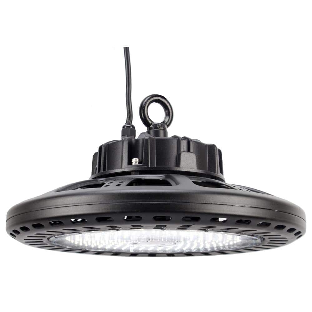 J&H LED 16 in. Round 700-Watt Equivalent Integrated LED Dimmable Black High Bay Light 3000K/4000K/5000K