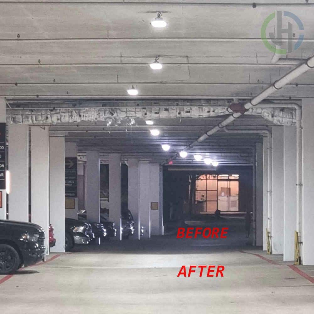 J&H LED 16 in. Round 700-Watt Equivalent Integrated LED Dimmable Black High Bay Light 3000K/4000K/5000K