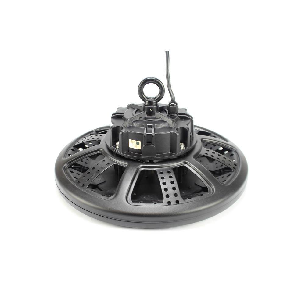 J&H LED 16 in. Round 700-Watt Equivalent Integrated LED Dimmable Black High Bay Light 3000K/4000K/5000K