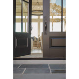 JELD-WEN 36 in. x 80 in. Left-Hand 4 Lite Clear Glass Black Painted Fiberglass Prehung Front Door with Brickmould