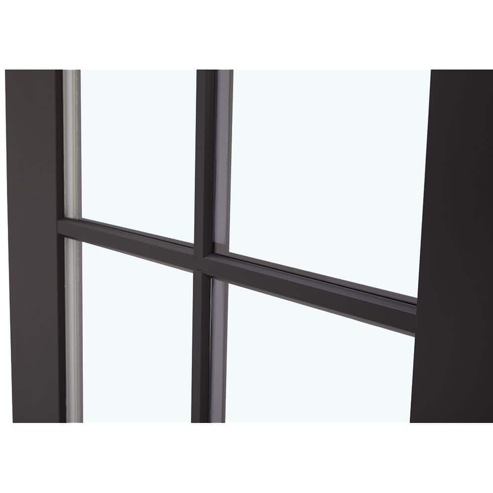 JELD-WEN 36 in. x 80 in. Left-Hand 6 Lite Clear Glass Black Painted Fiberglass Prehung Front Door with Brickmould