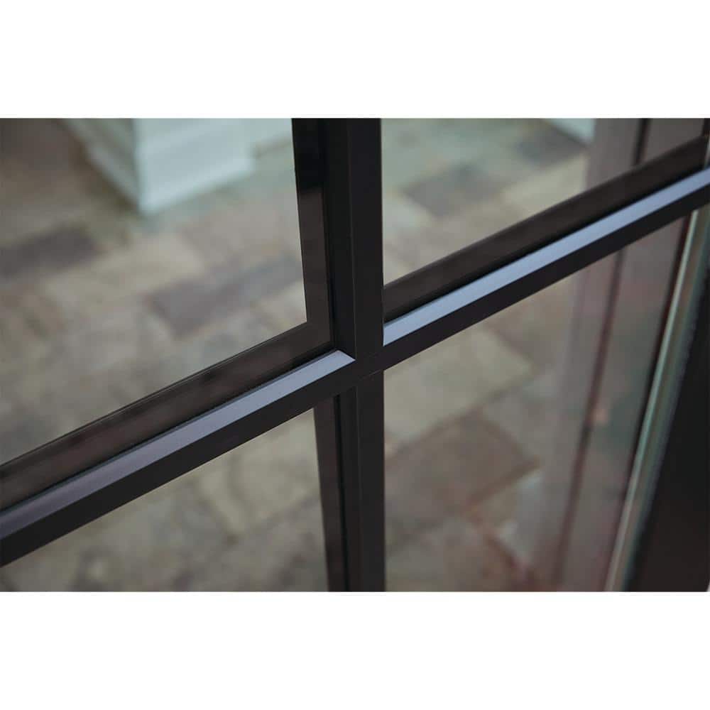 JELD-WEN 36 in. x 80 in. Left-Hand 6 Lite Clear Glass Black Painted Fiberglass Prehung Front Door with Brickmould
