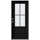 JELD-WEN 36 in. x 80 in. 1 Panel Right-Hand Inswing 3/4 Lite Clear Glass Black Steel Prehung Front Door