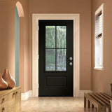 JELD-WEN 36 in. x 80 in. 1 Panel Right-Hand Inswing 3/4 Lite Clear Glass Black Steel Prehung Front Door