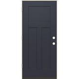 36 in. x 80 in. 3-Panel Right-Hand/Inswing Craftsman Black Steel Prehung Front Door
