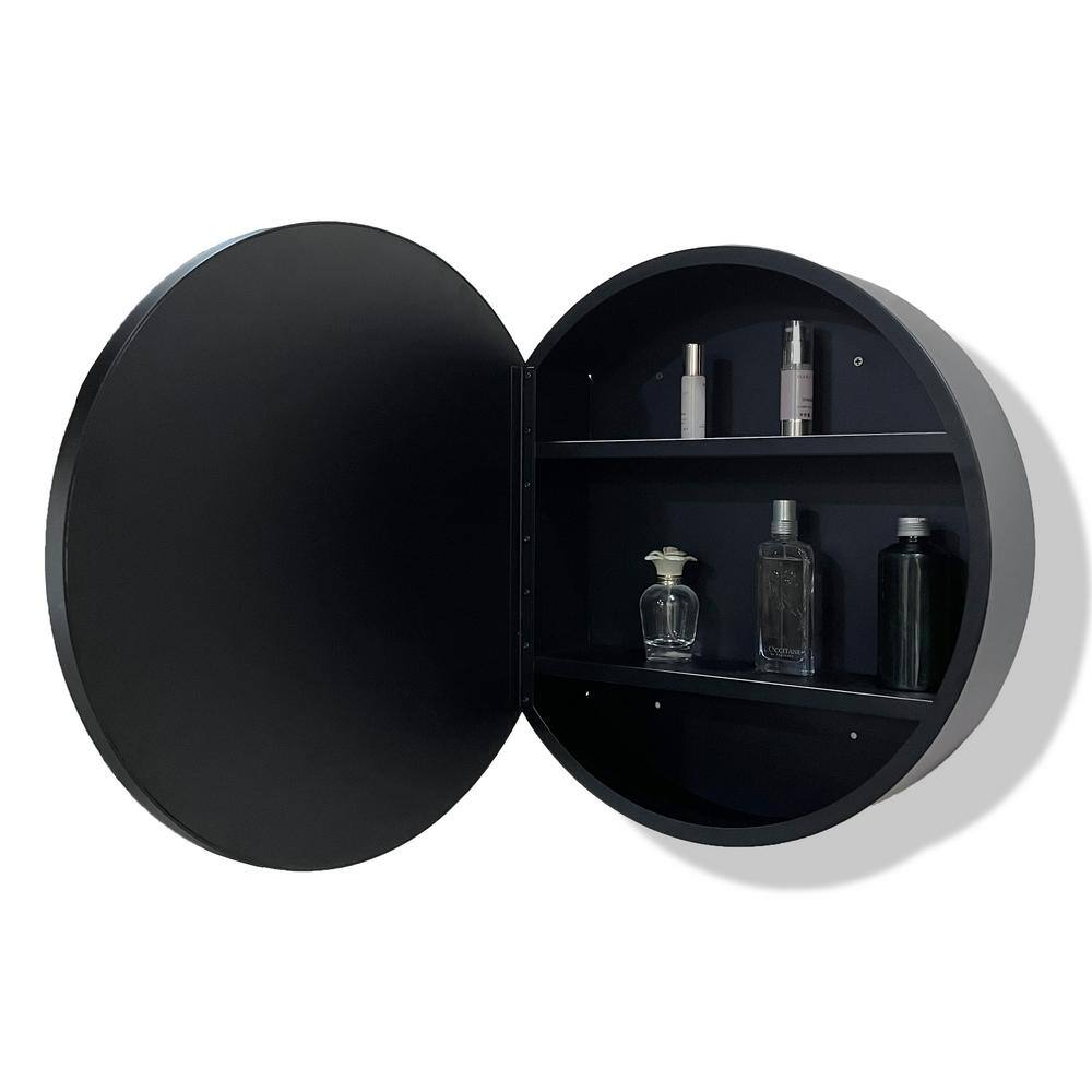 JimsMaison 30 in. W x 30 in. H Round Aluminum Framed Medicine Cabinet with Mirror