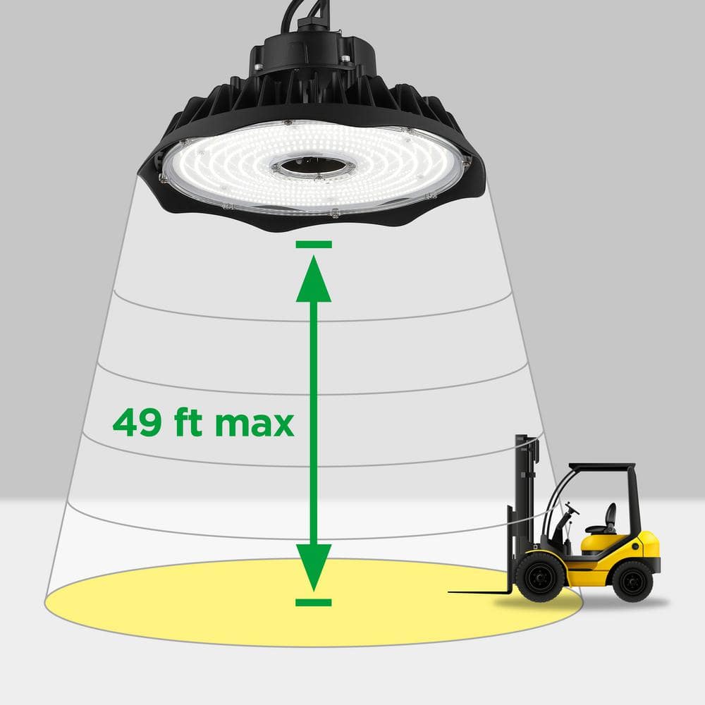 JONATHAN Y 200-Watt Equivalent Integrated LED Motion Sensor Black High Bay Light Indoor/Outdoor UFO Light 26000 Lumens 5000K