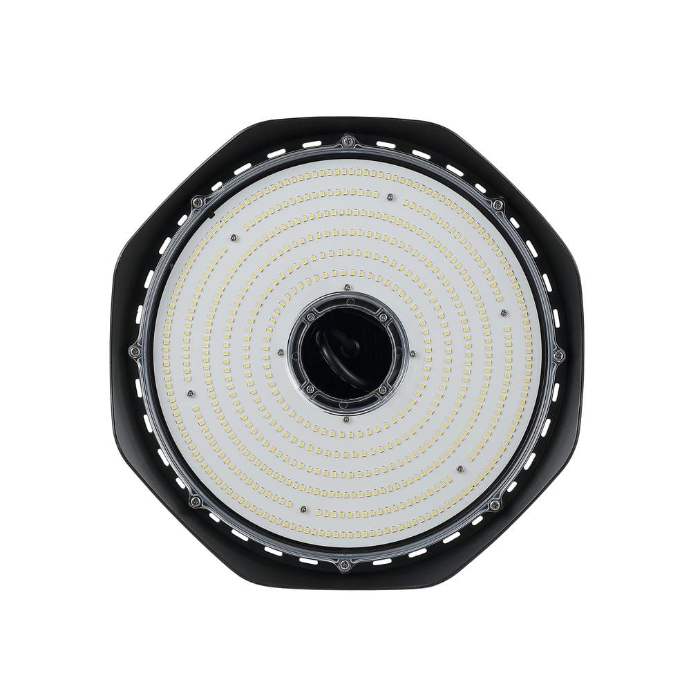 JONATHAN Y 200-Watt Equivalent Integrated LED Motion Sensor Black High Bay Light Indoor/Outdoor UFO Light 26000 Lumens 5000K