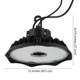 JONATHAN Y 200-Watt Equivalent Integrated LED Motion Sensor Black High Bay Light Indoor/Outdoor UFO Light 26000 Lumens 5000K
