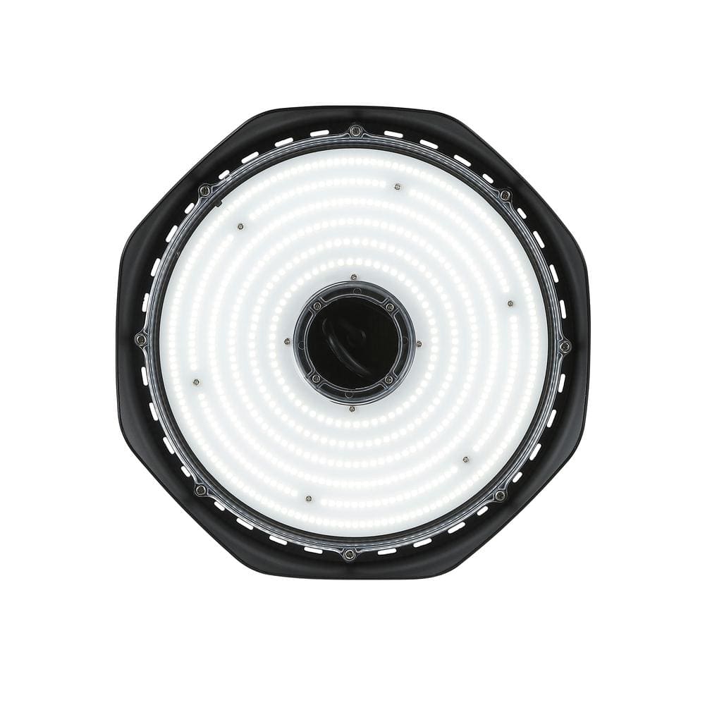 JONATHAN Y 200-Watt Equivalent Integrated LED Motion Sensor Black High Bay Light Indoor/Outdoor UFO Light 26000 Lumens 5000K