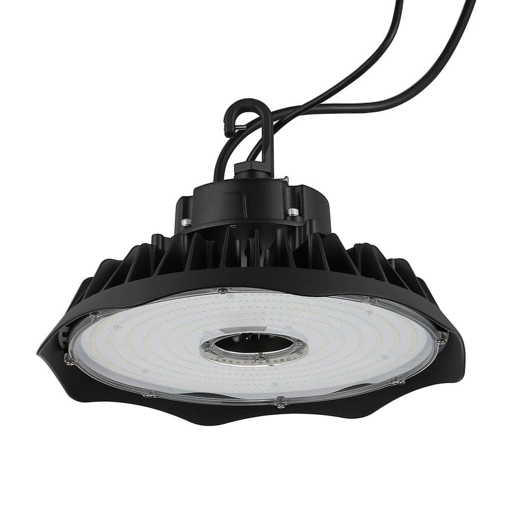 JONATHAN Y 200-Watt Equivalent Integrated LED Motion Sensor Black High Bay Light Indoor/Outdoor UFO Light 26000 Lumens 5000K