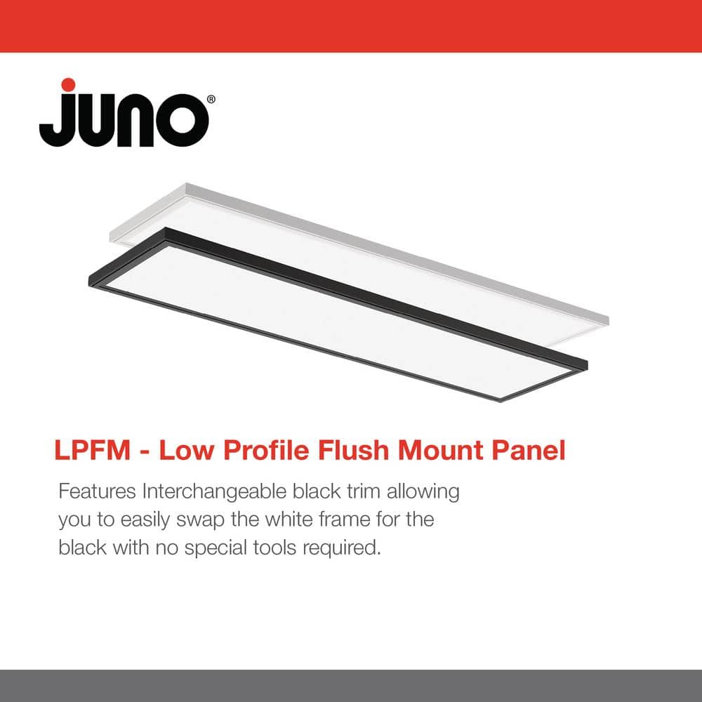 Juno LPFM 1 ft. x 4 ft. 4000 Lumen Black or White Dimmable Integrated LED Flush Mount Flat Panel Light with Switchable CCT