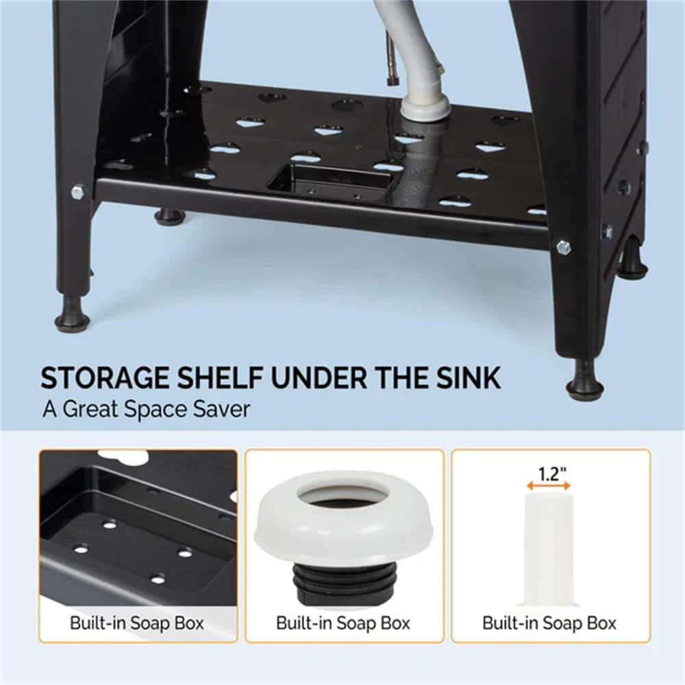 Karl Home Freestanding Laundry Utility Sink with Faucet, Black, 32.3" x 22.4"