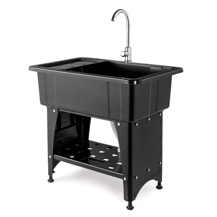 Karl Home Freestanding Laundry Utility Sink with Faucet, Black, 32.3" x 22.4"