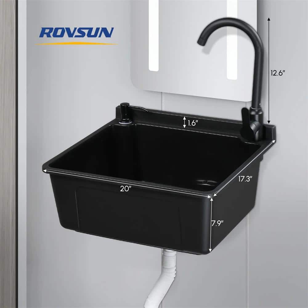 Karl home 17.5 in. D x 20.3 in. W Wall Mount Laundry/Utility Sink in Black with Faucet