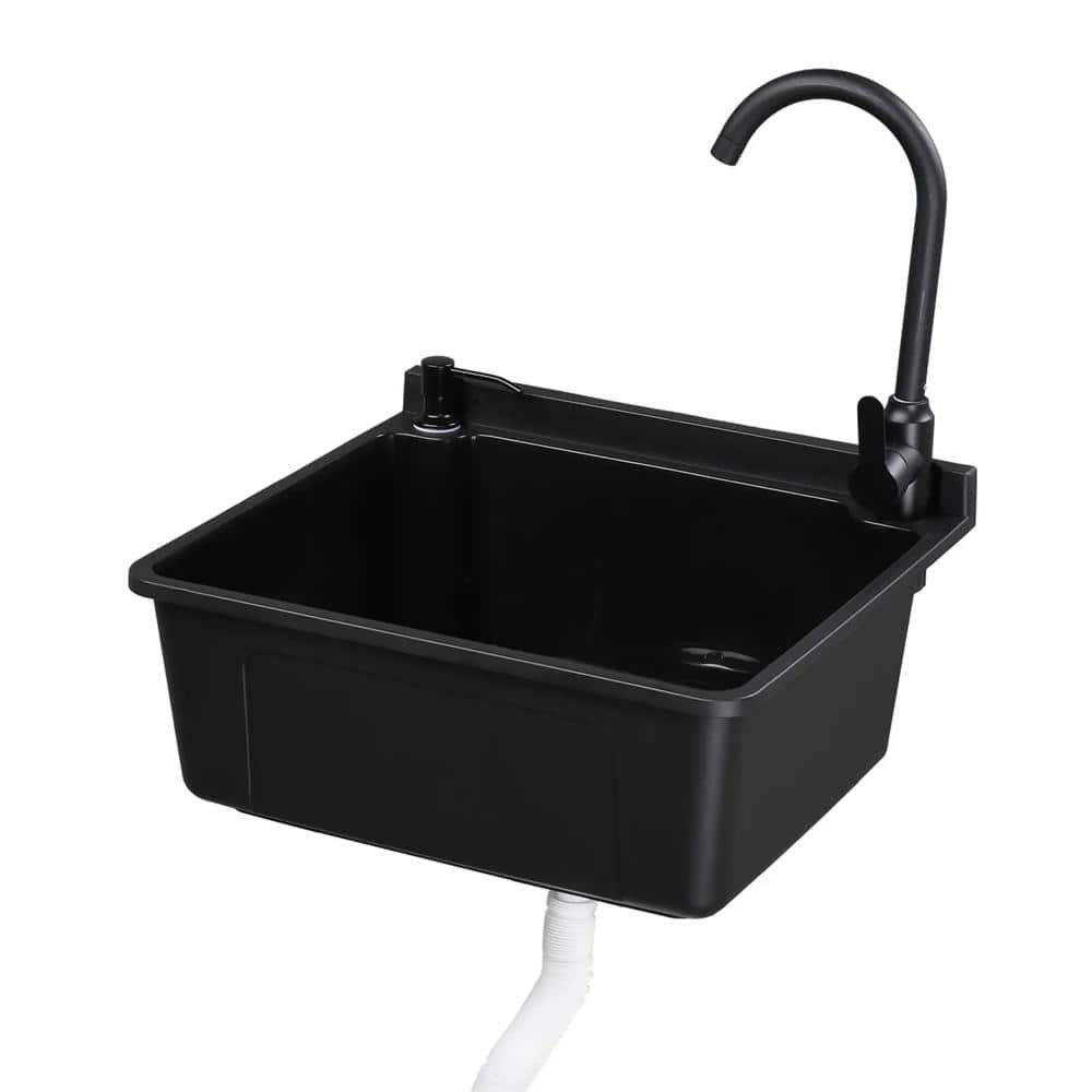 Karl home 17.5 in. D x 20.3 in. W Wall Mount Laundry/Utility Sink in Black with Faucet