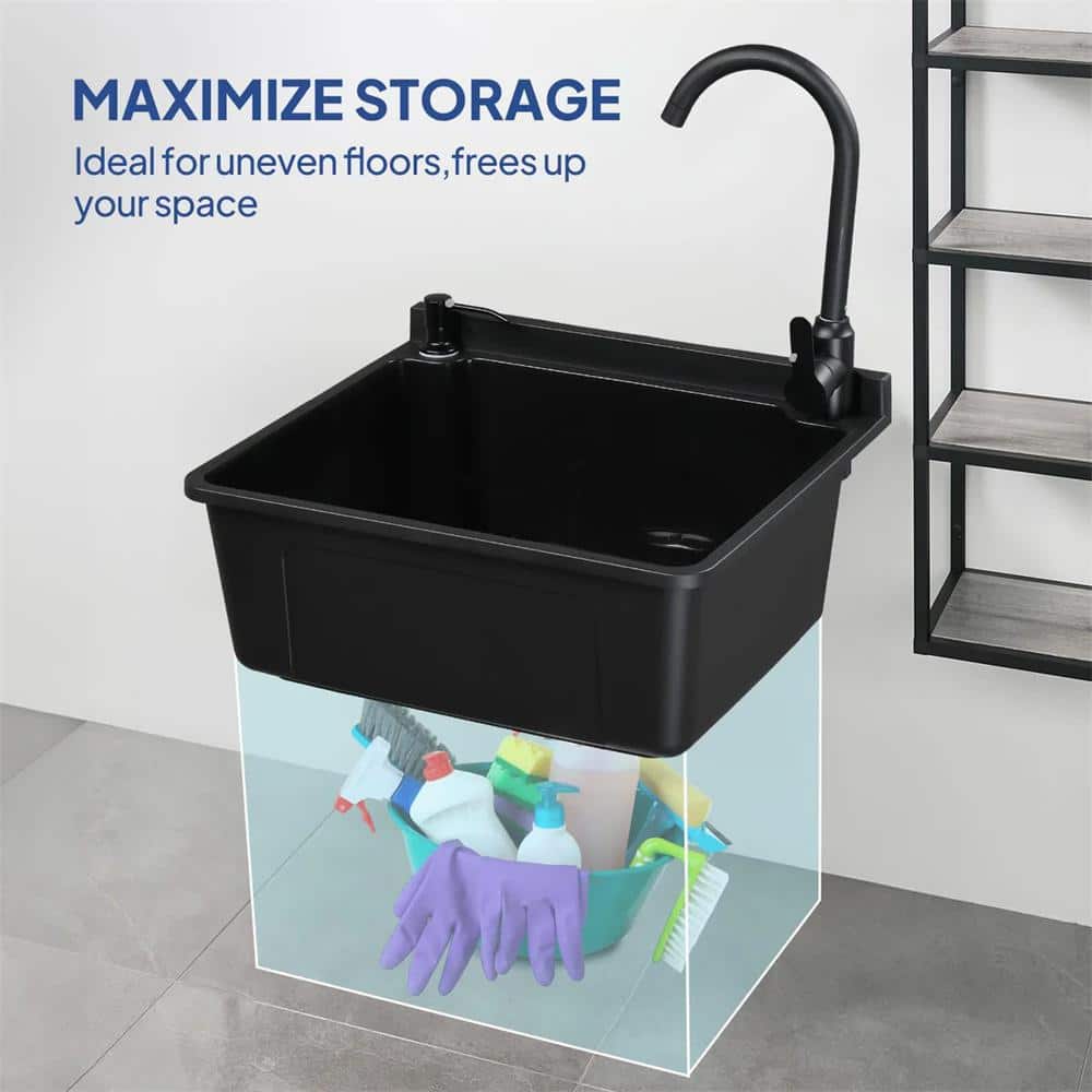 Karl home 17.5 in. D x 20.3 in. W Wall Mount Laundry/Utility Sink in Black with Faucet