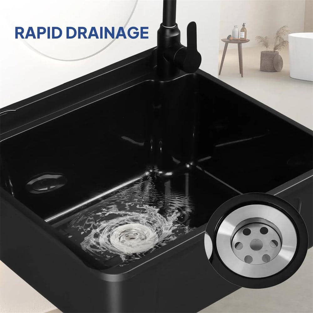 Karl home 17.5 in. D x 20.3 in. W Wall Mount Laundry/Utility Sink in Black with Faucet
