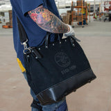 Klein Tools Deluxe Canvas Tool Bag with Shoulder Strap, Black, 13 Interior Pockets, 18 in.