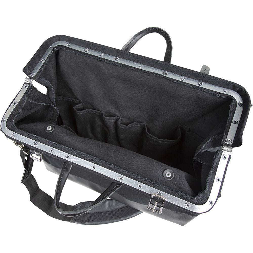 Klein Tools Deluxe Canvas Tool Bag with Shoulder Strap, Black, 13 Interior Pockets, 18 in.