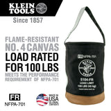 Klein Tools 5104FR Flame-Resistant Canvas Utility Bucket, 12 in. Diameter x 17 in. Height