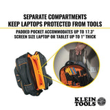 Klein Tools Tradesman Pro Organizer Technician’s Jobsite Tool Backpack with Laptop Pocket, 14 in. W x 18.5 in. H x 7 in. D (Model 55456BPL)