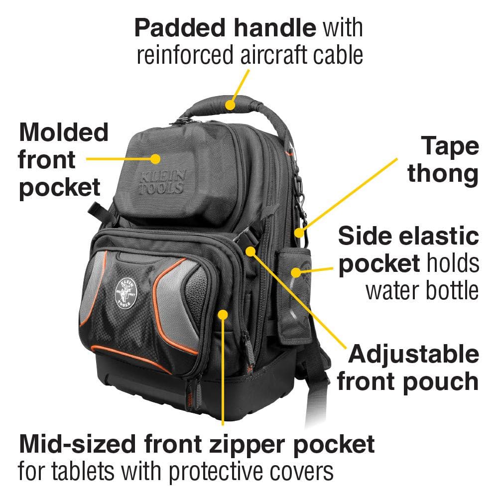 Klein Tools Tradesman Pro Organizer Tool Master Backpack, 19.5 in, 48 Pockets, Model 55485