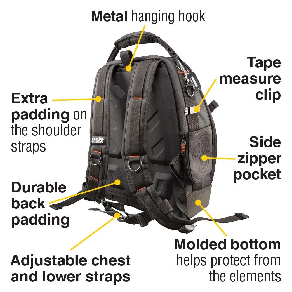 Klein Tools Tradesman Pro Organizer Tool Master Backpack, 19.5 in, 48 Pockets, Model 55485