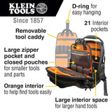 Klein Tools Tradesman Pro Organizer Tool Master Backpack, 19.5 in, 48 Pockets, Model 55485