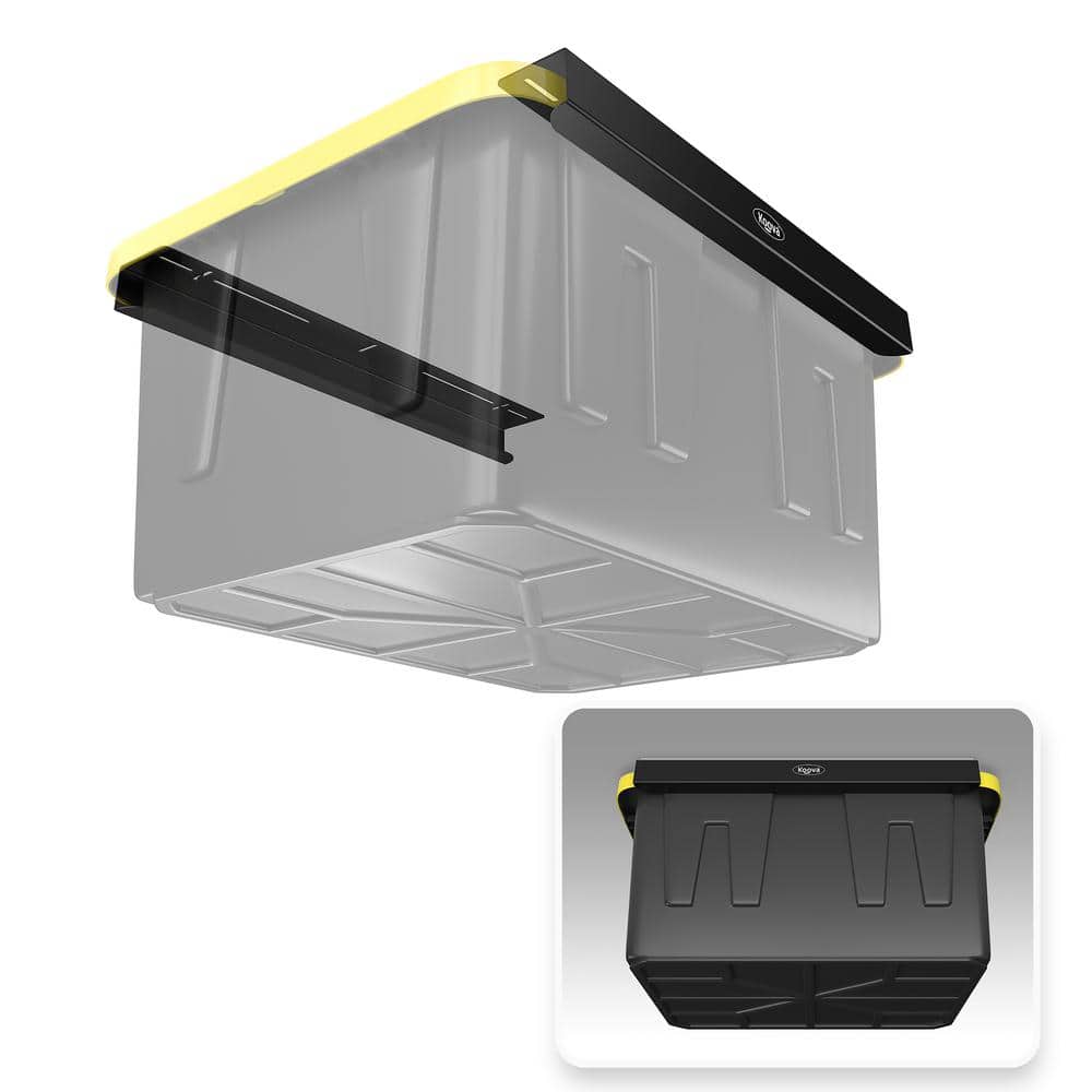 KOOVA 3 in. W x 2 in. H x 26 in. D 1-Bin Rack Adjustable Height Overhead Garage Ceiling Mounted Storage Unit Black