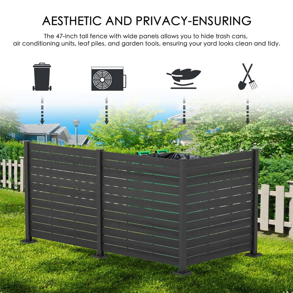 KOZYARD 4 ft. W x 4.17 ft. H Outdoor Privacy Screen Fence Panels Kit - Black 3-Panel Set