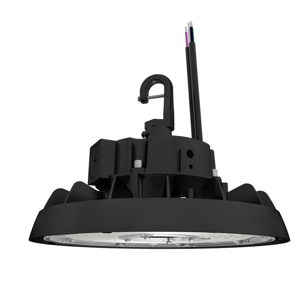 Lecoht 10 in. 100/120/150-Watt Selectable Commercial Lighting Black UFO High Bay Garage Light, 3000/4000/5000K