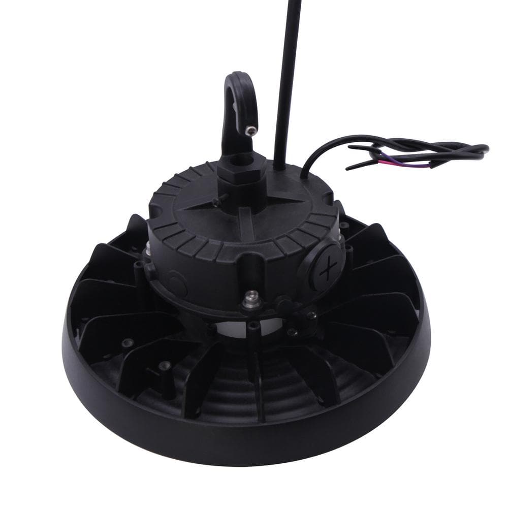 Lecoht 10 in. 100/120/150-Watt Selectable Commercial Lighting Black UFO High Bay Garage Light, 3000/4000/5000K