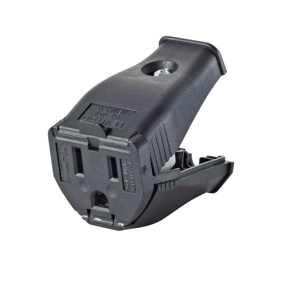 Leviton 15 Amp 125-Volt 2-Pole 3-Wire Grounding Cord Outlet, Black (R50-3W102-00E)