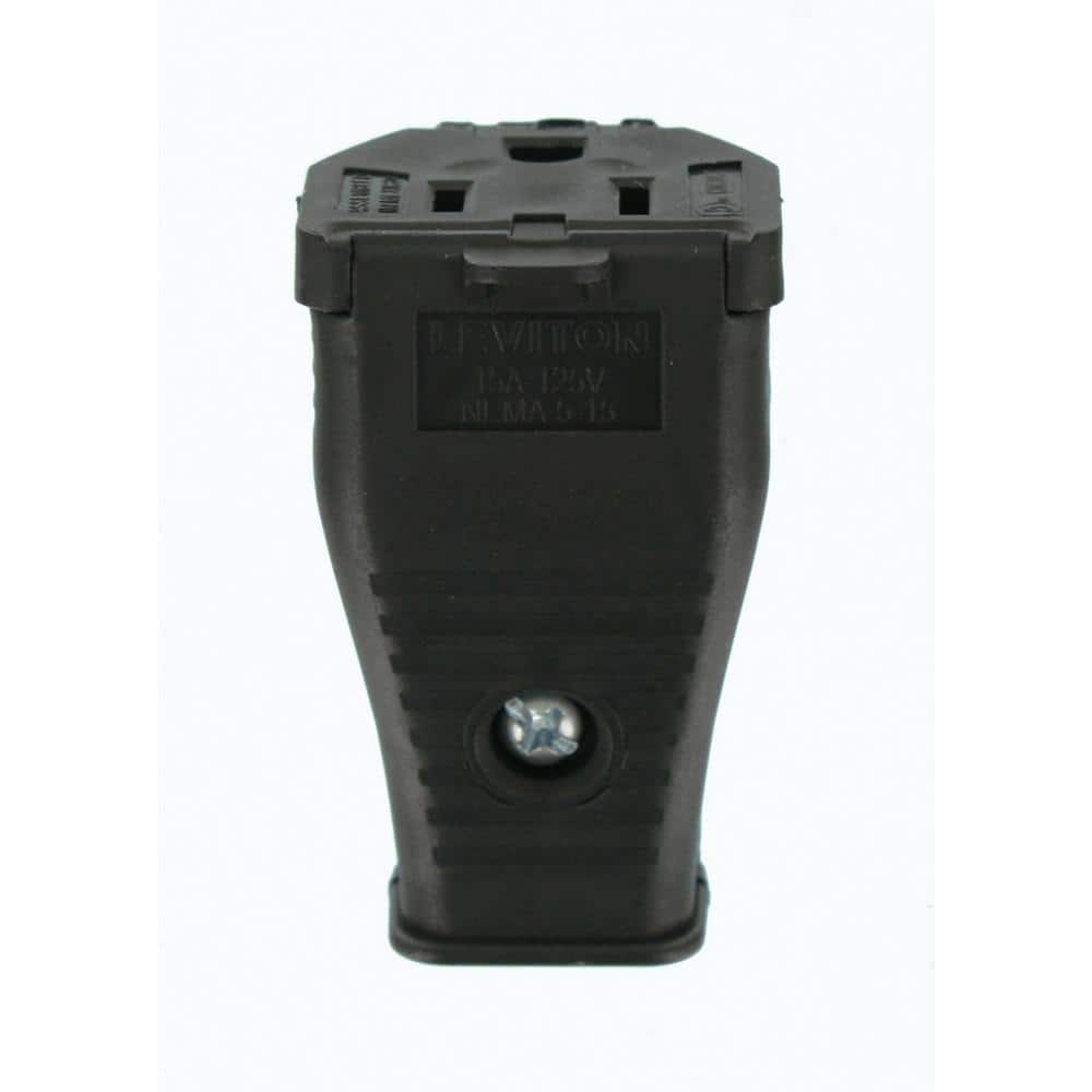 Leviton 15 Amp 125-Volt 2-Pole 3-Wire Grounding Cord Outlet, Black (R50-3W102-00E)