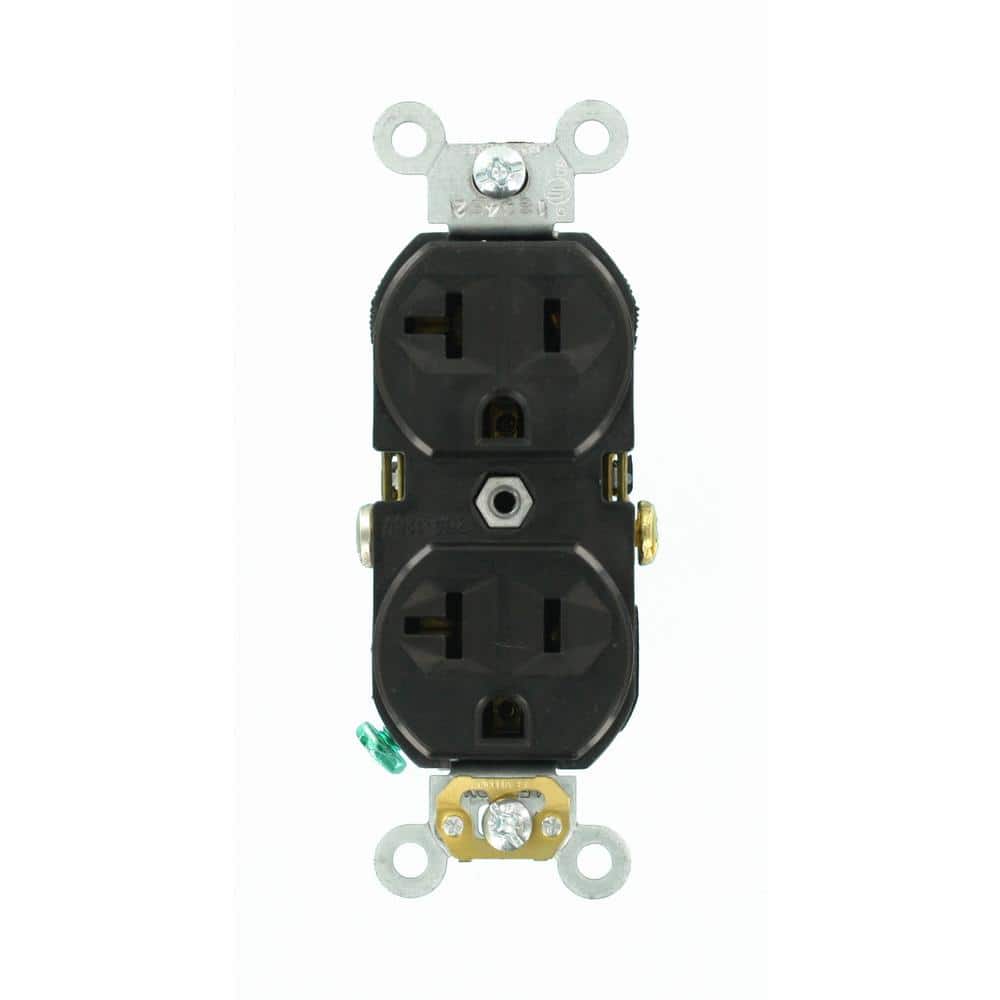 Leviton 20 Amp Commercial Grade Duplex Outlet, Black (NEMA 5-20R, 125V)