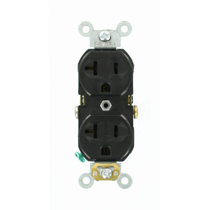 Leviton 20 Amp Commercial Grade Duplex Outlet, Black (NEMA 5-20R, 125V)