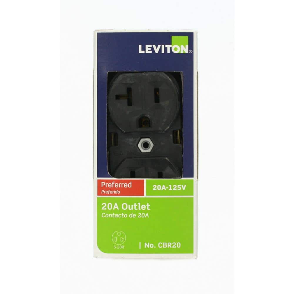 Leviton 20 Amp Commercial Grade Duplex Outlet, Black (NEMA 5-20R, 125V)