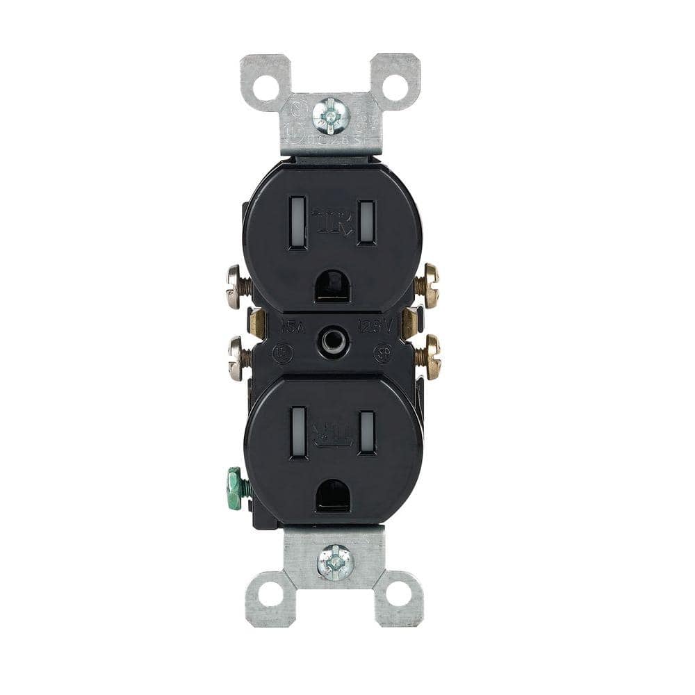 Leviton 15 Amp 125V Tamper-Resistant Duplex Outlet/Receptacle, Black (R55-T5320-00E)