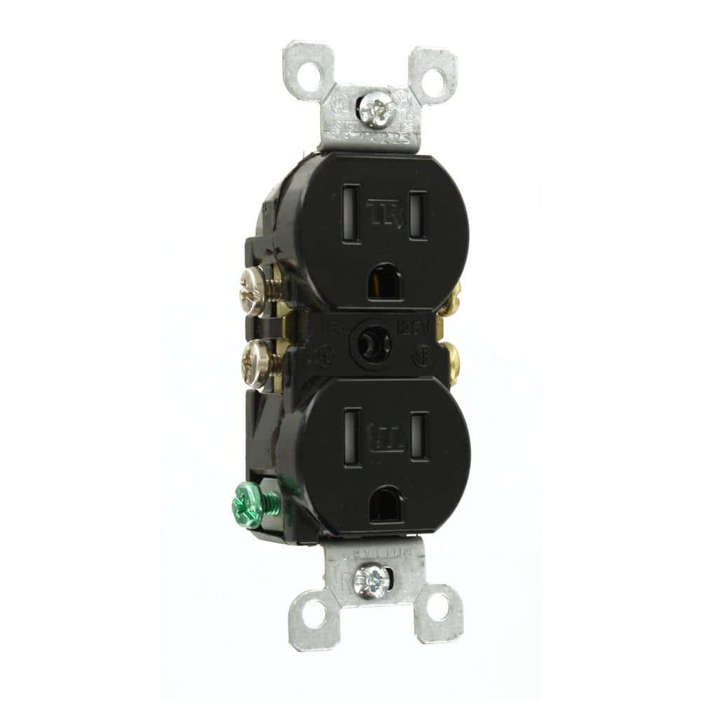 Leviton 15 Amp 125V Tamper-Resistant Duplex Outlet/Receptacle, Black (R55-T5320-00E)