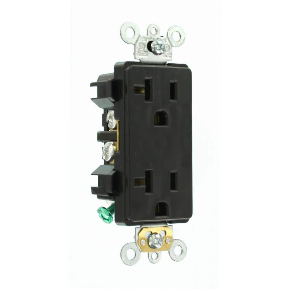Leviton Decora Plus 20 Amp 125-Volt Industrial Grade Duplex Outlet/Receptacle, Black (R85-16352-0ES)