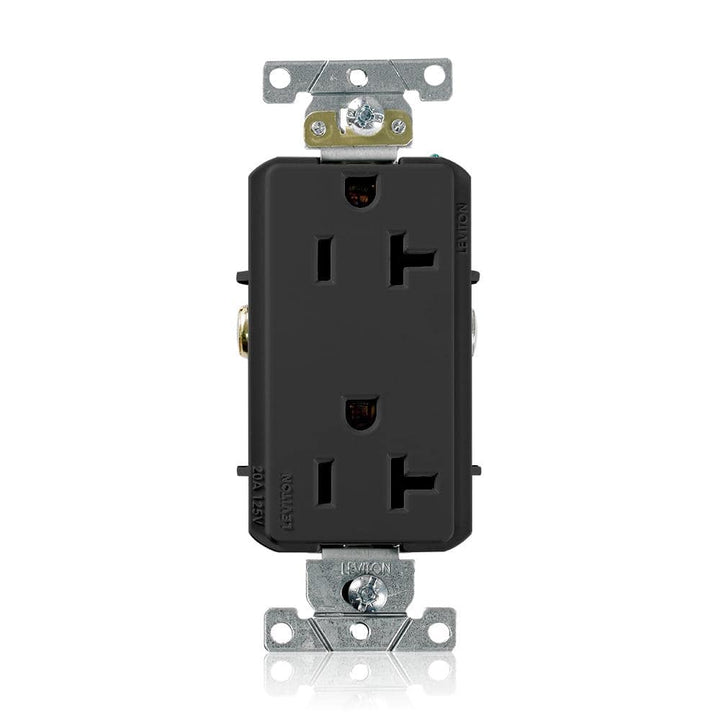 Leviton Decora Plus 20 Amp 125-Volt Industrial Grade Duplex Outlet/Receptacle, Black (R85-16352-0ES)