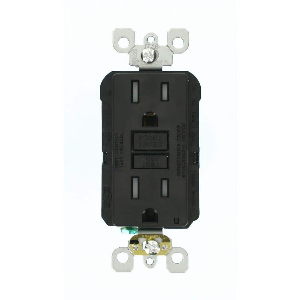 Leviton 15 Amp 125-Volt Duplex SmarTest Self-Test SmartlockPro Tamper-Resistant GFCI Outlet, Black (GFTR1-KE, R95-GFTR1-0KE)