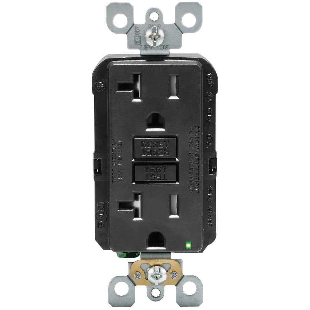 Leviton 20 Amp 125-Volt Duplex SmartTest Self-Test Tamper-Resistant GFCI Outlet, Black