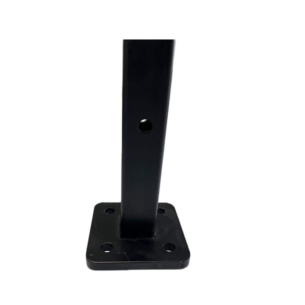 LH EP 3 in. x 3 in. x 1-1/3 ft. Black Metal Bottom Squared Post Holder for Installation Above Concrete EP Fence