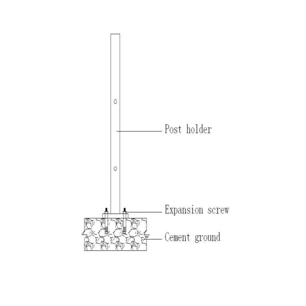 LH EP 3 in. x 3 in. x 1-1/3 ft. Black Metal Bottom Squared Post Holder for Installation Above Concrete EP Fence