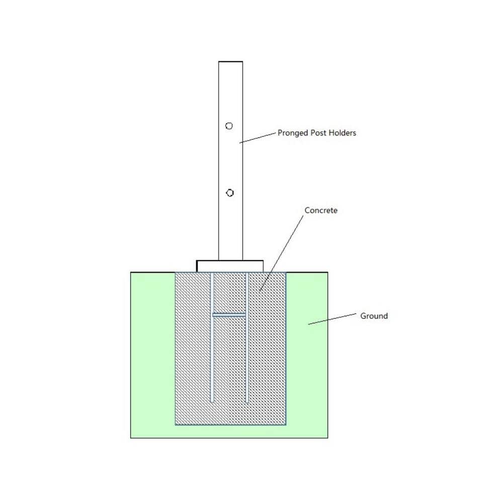 LH EP 3 in. x 3 in. x 2-2/3 ft. Black Metal Pronged Post Holder for Dig-In Installation EP Fence